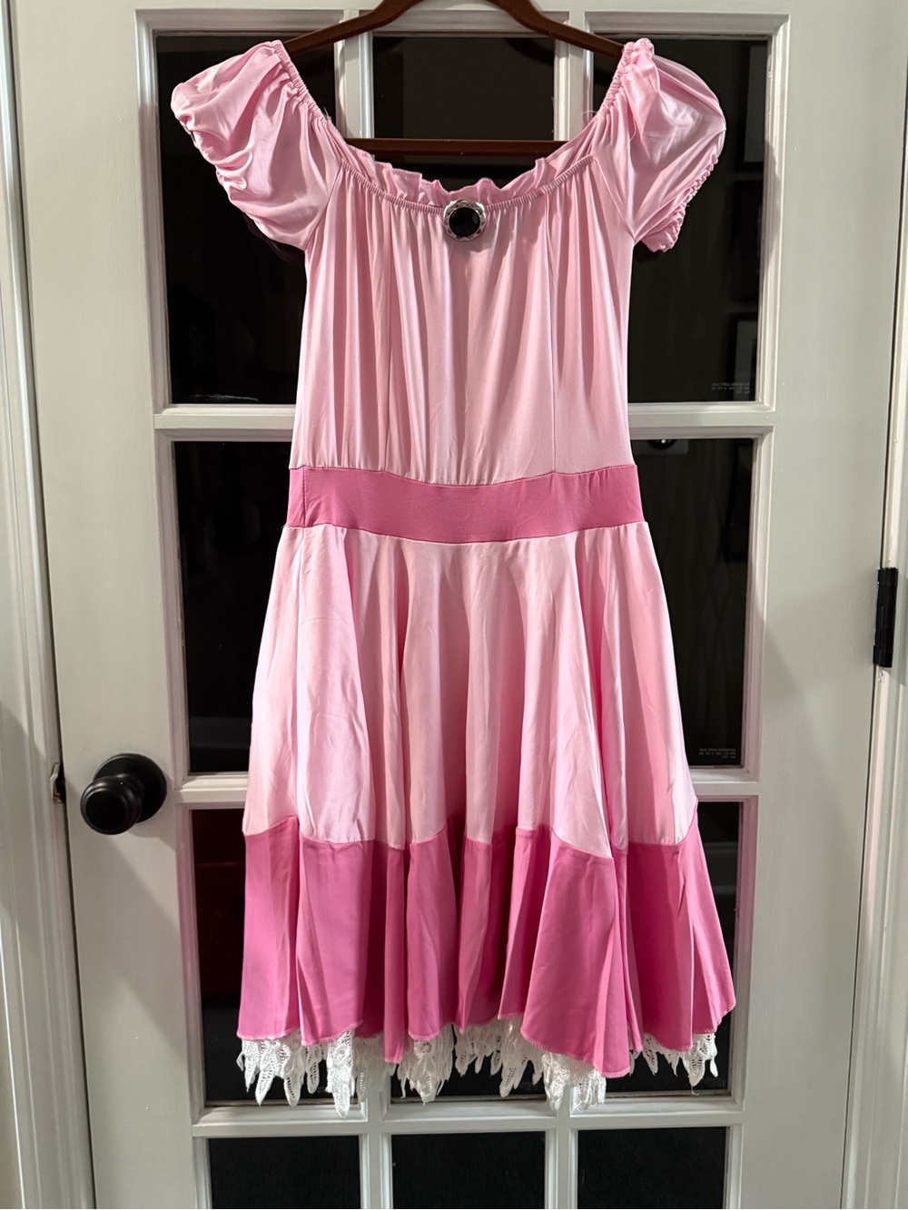 Women’s Super Mario Princess Peach Pink Tiered Costume Lace Trim